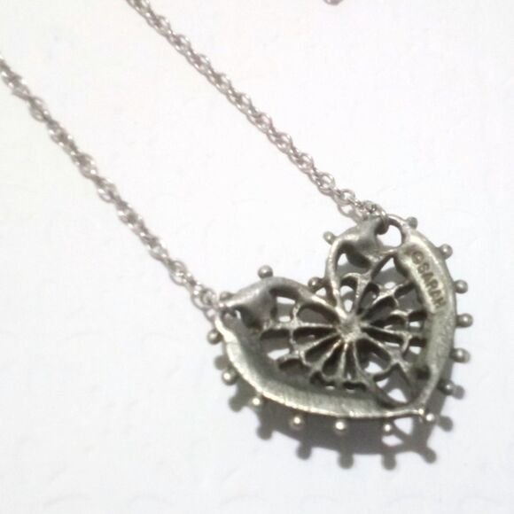 Sarah Coventry Vintage Queen Of Hearts Silver Tone Faux Turquoise Necklace 1976 - Picture 10 of 10